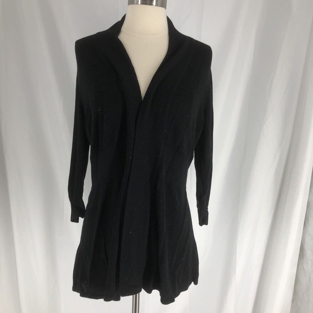 White House Black Market Black Open Cardigan Large